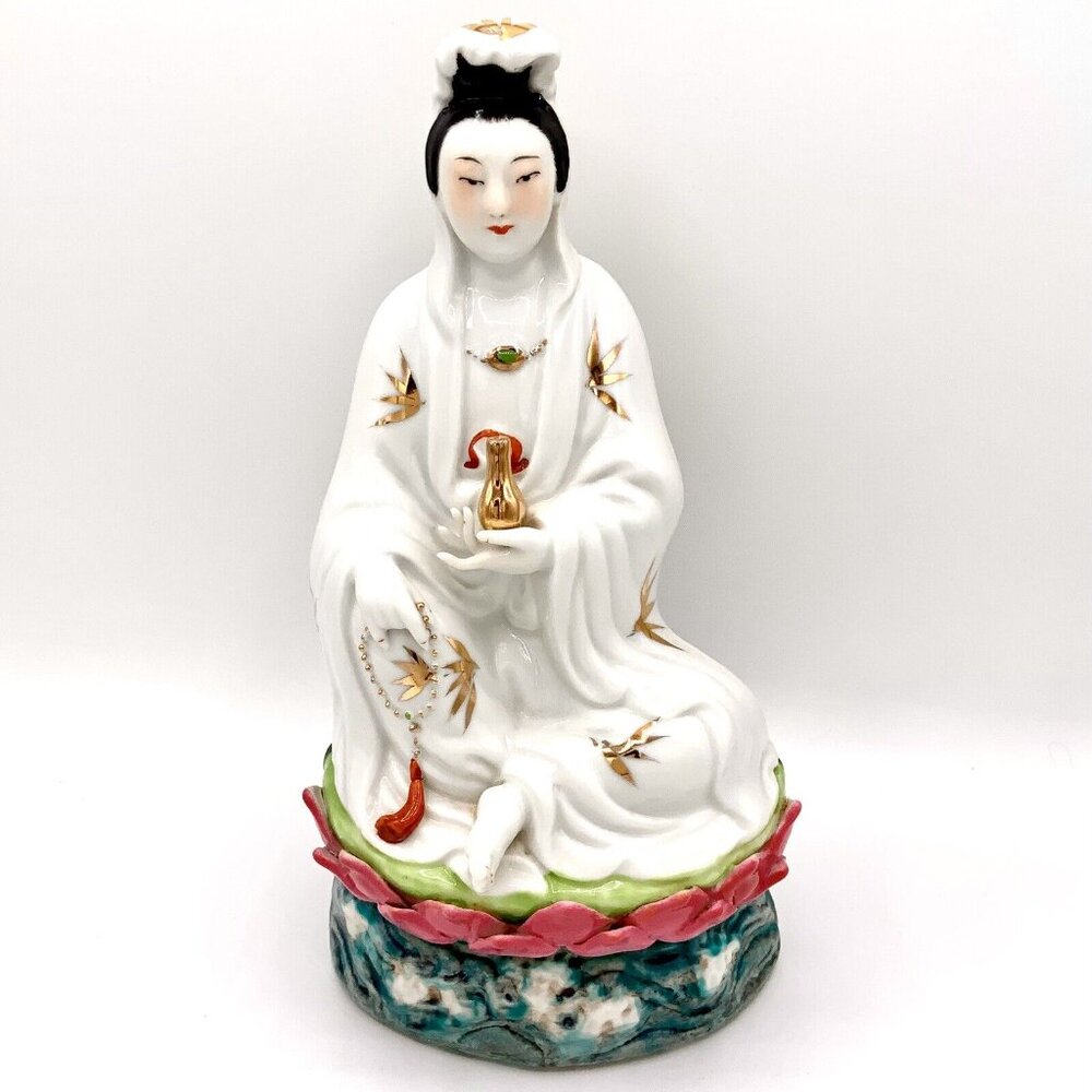 Vintage Chinese Porcelain QUAN GUAN KWAN YIN Figure 10” Jingdezhen (景德镇) Stamp
